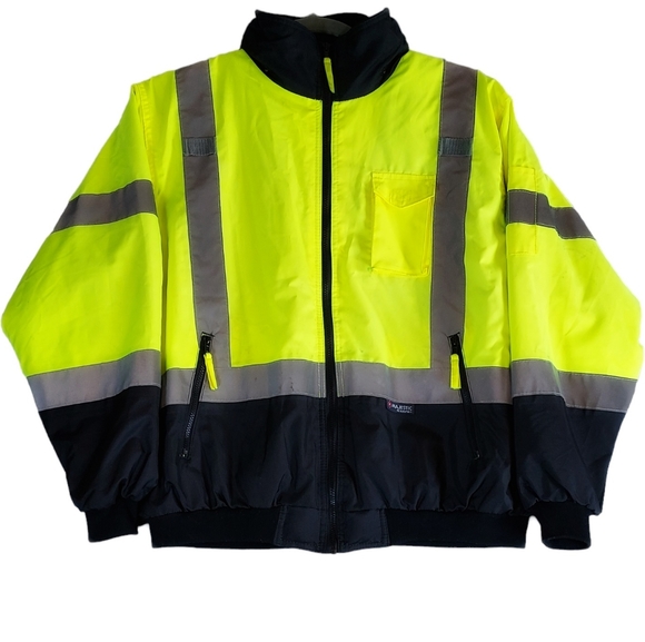 Majestic Size XL Class 3 Hi-Vis Reflective ANSI 3 Type R Lined Bomber Jacket - Picture 2 of 12